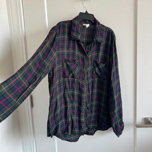 Plaid Button Up in Blue/Red/Green